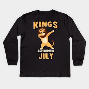 Cute King Are Born In July T-shirt Birthday Gift Kids Long Sleeve T-Shirt